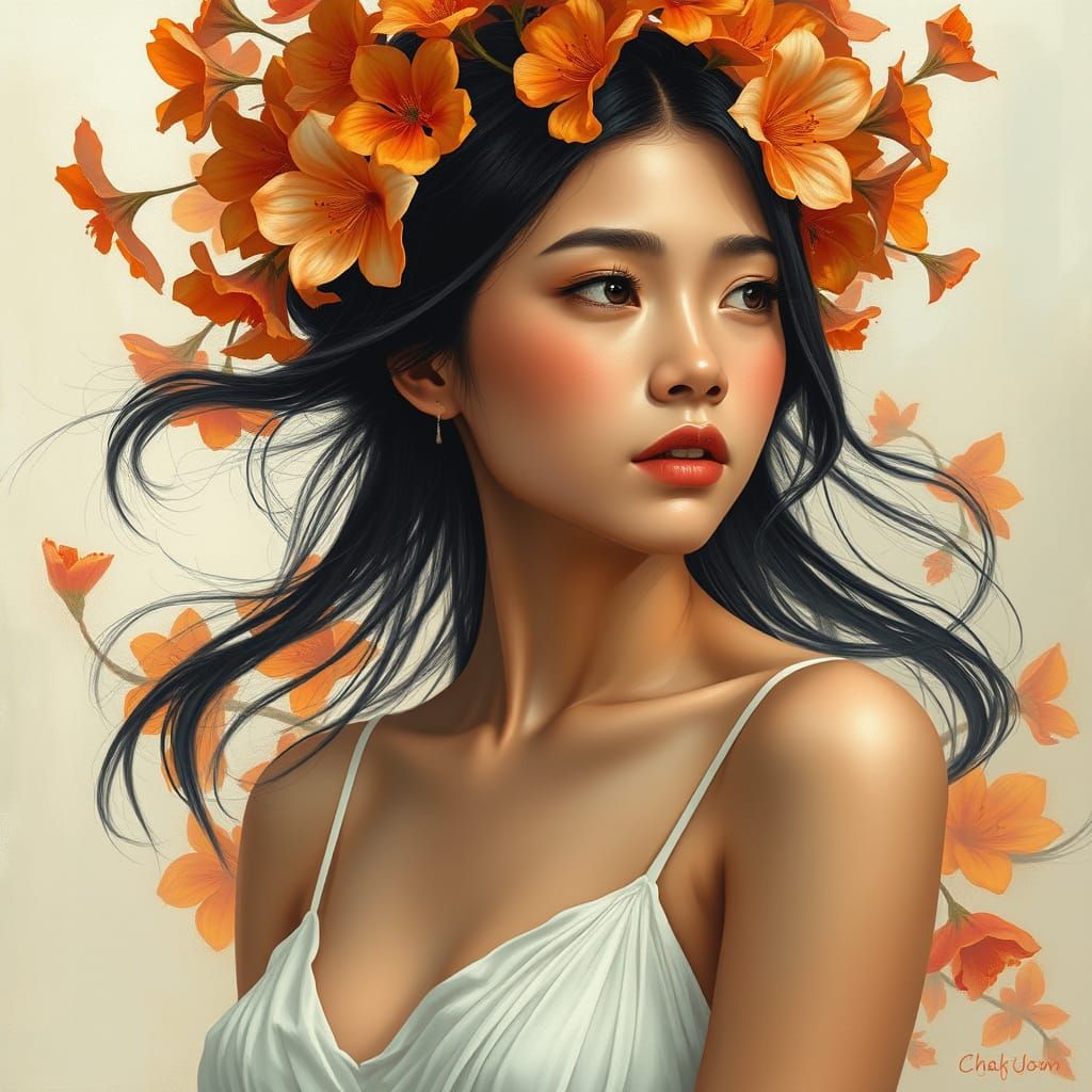 Ethereal Pinay Goddess in Art Nouveau Splendor