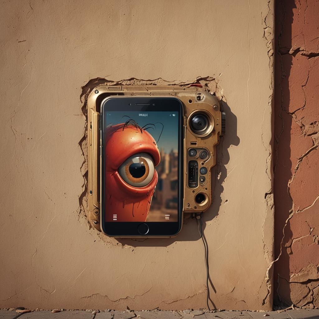 Worn-Out Smartphone Sighing in Digital Matte Painting