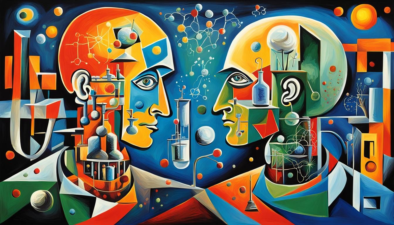 Scientists and Journalists in Picasso Style Art