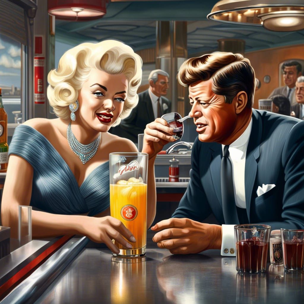 JFK serving drinks to Marilyn…
