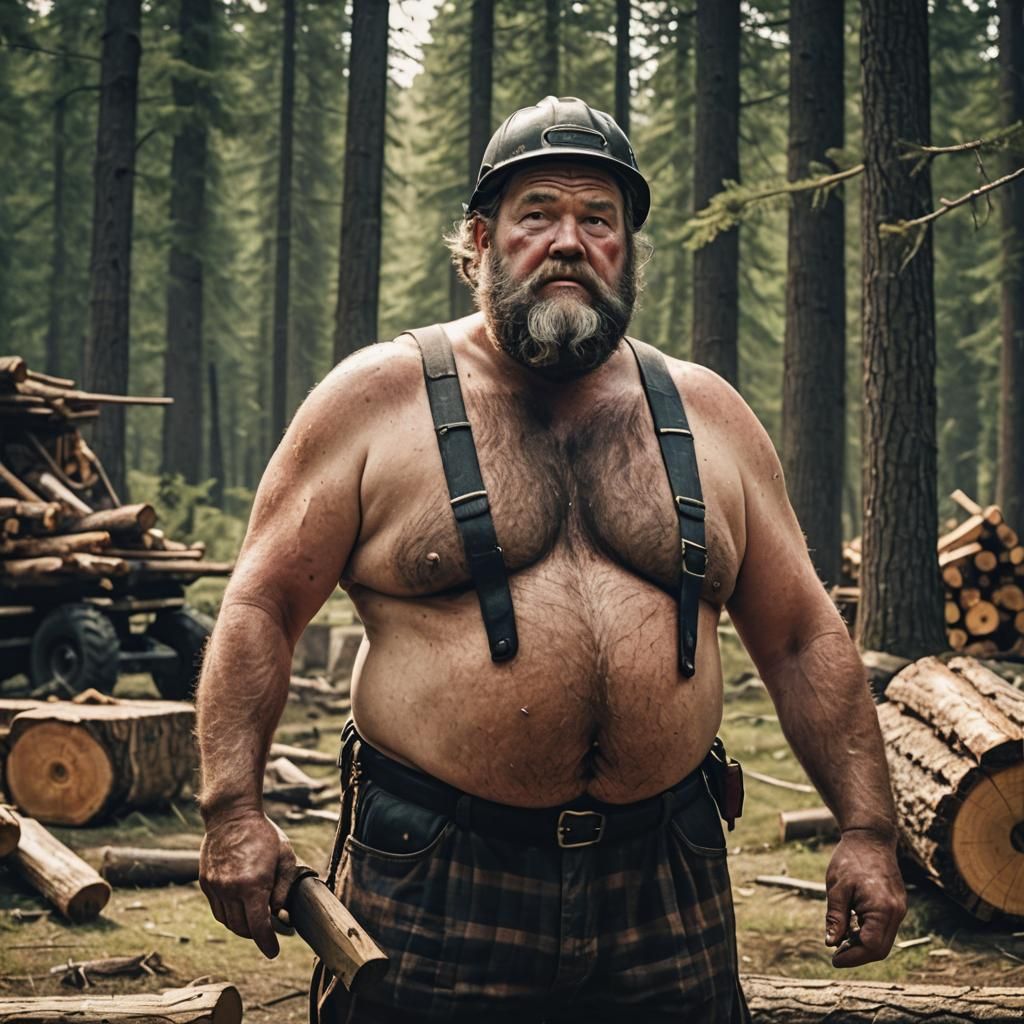 Hyperrealistic Lumberjack Cinematic Film Still