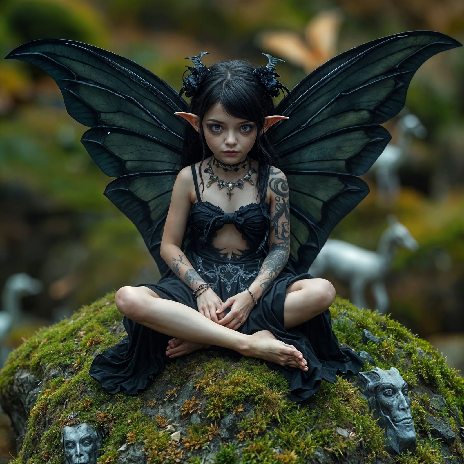 Ethereal Goth Fairy with Tattoos Illustration