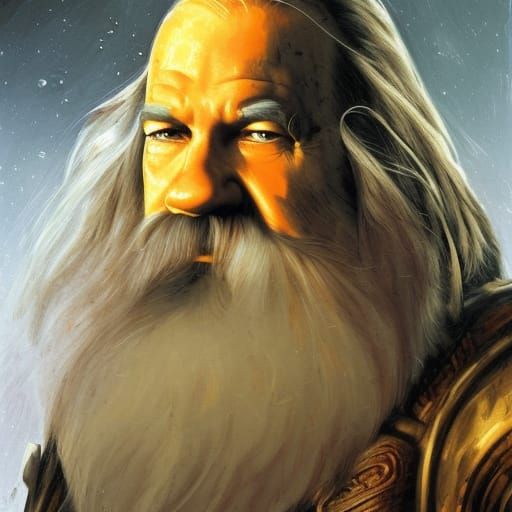 Gandalf Portrait in Neo-Impressionistic Graffiti Style