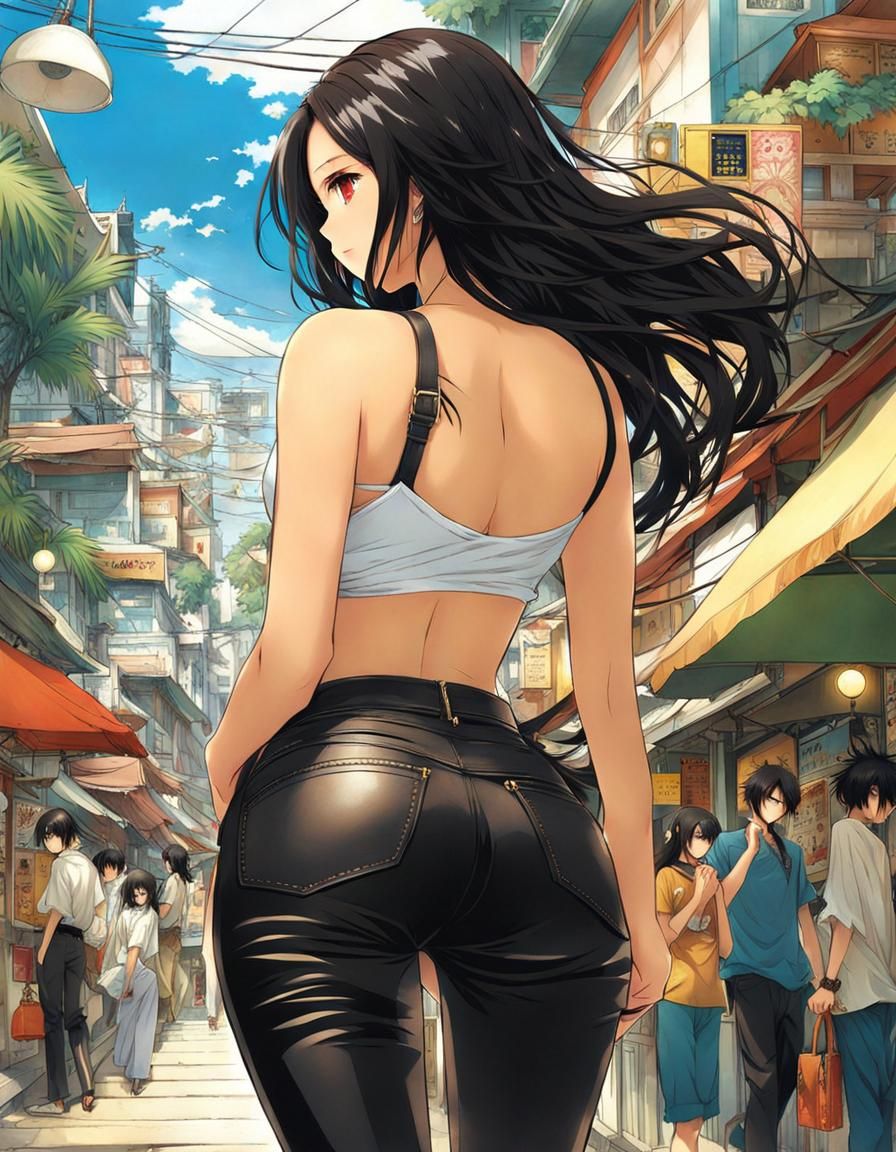 Anime Indonesian Woman on Tropical Street