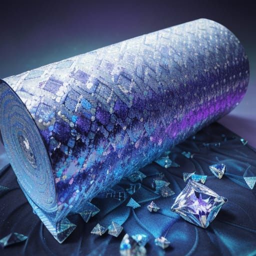 Abstract Luminescent Quilt Pattern with Glittering Diamonds