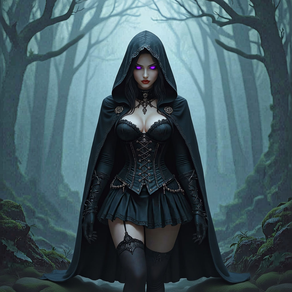 Mysterious Necromancer Surrounded by Dark Magic