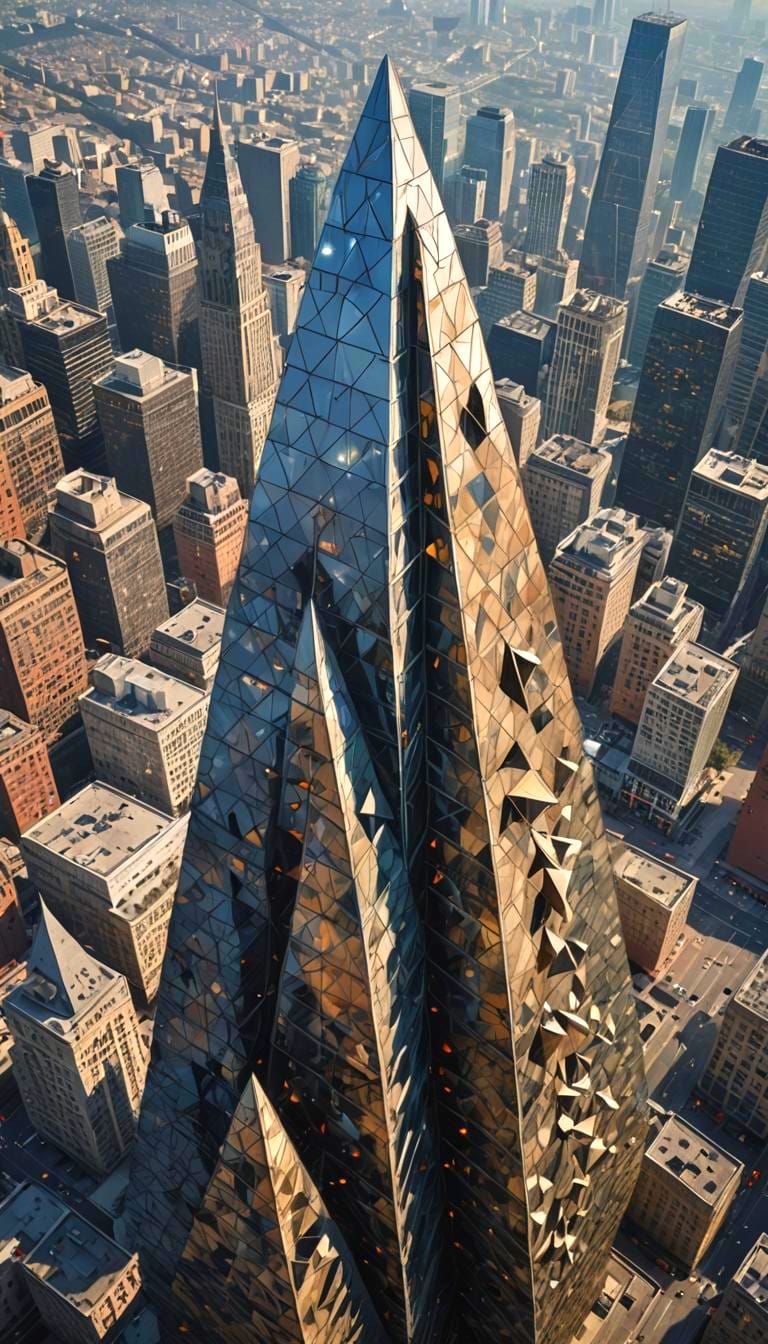 Surreal Fractalized Skyscraper Design in Massurrealism Style
