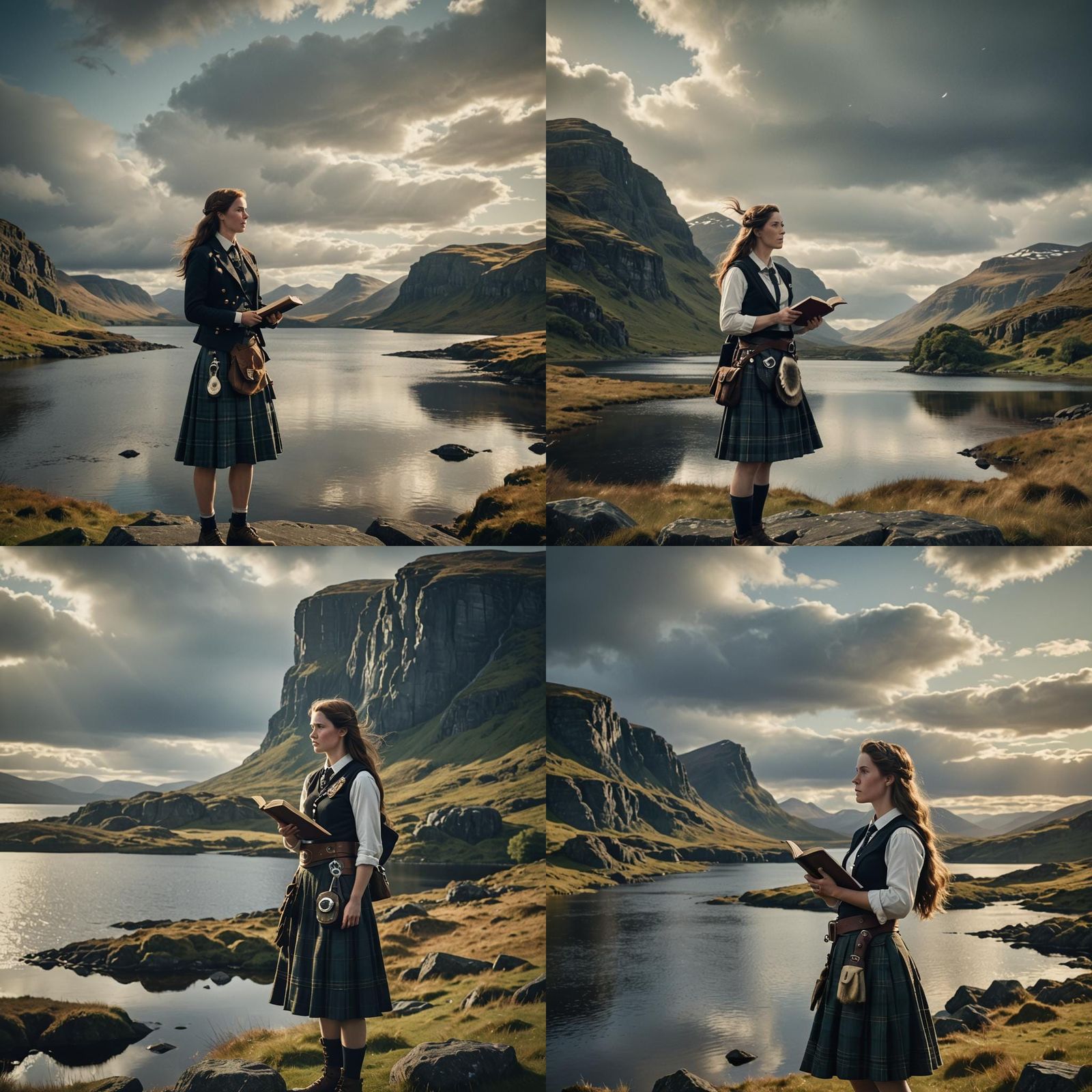 Scottish Woman with Book of Mormon by Loch