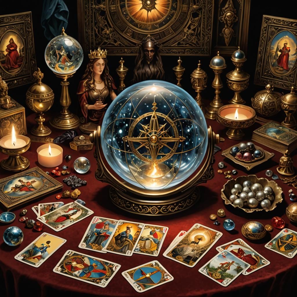 Mystical Tarot Reader in Renaissance Steampunk Style