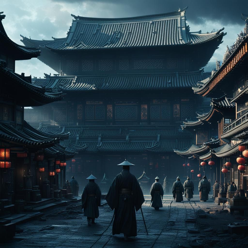 Epic Shogun in a Dramatic Digital Painting