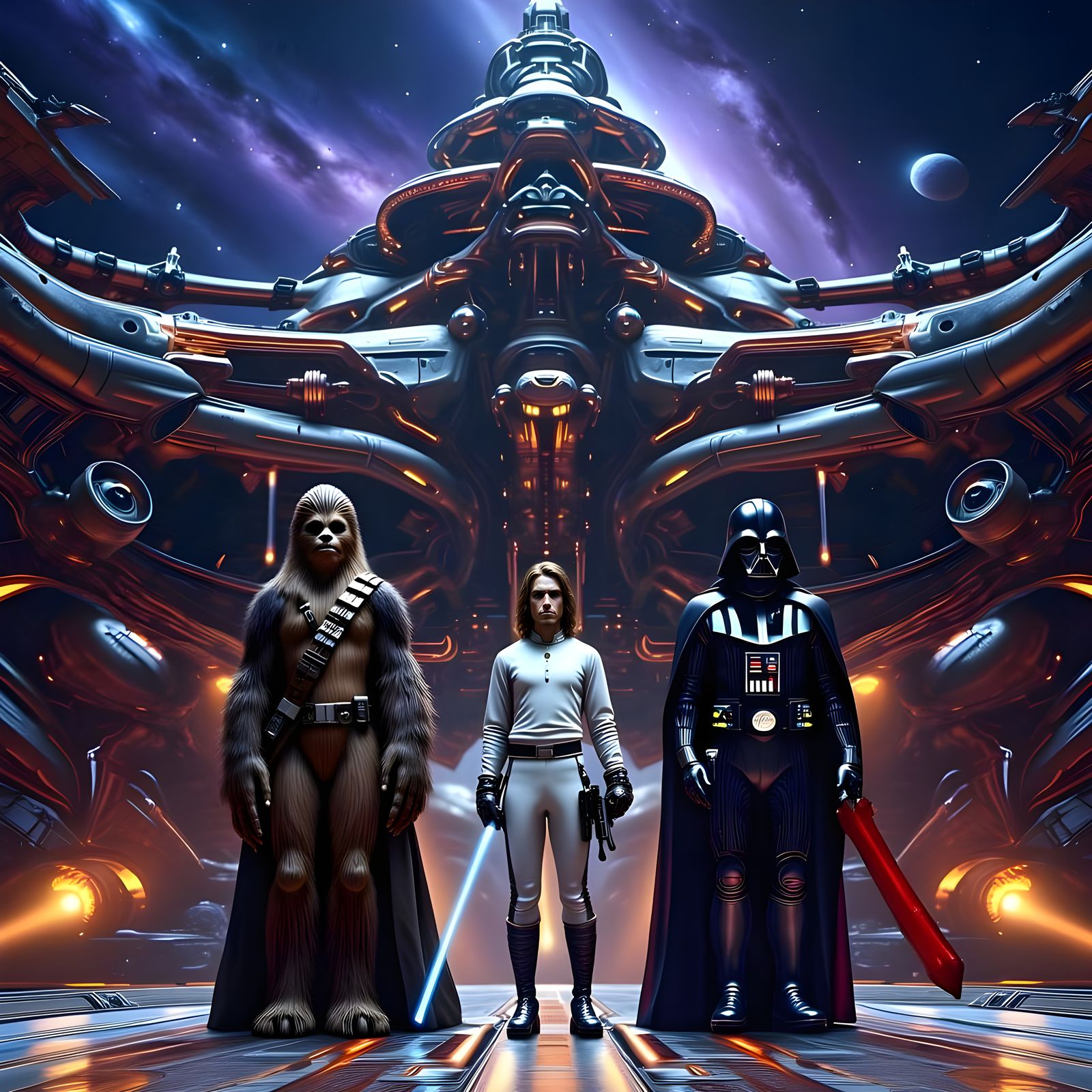 <lora:Epic Sci Fi Flux:1.0> In the year 4999, a  gigantic visible photo of a gigantic spacecraft , intergalactic futuris...