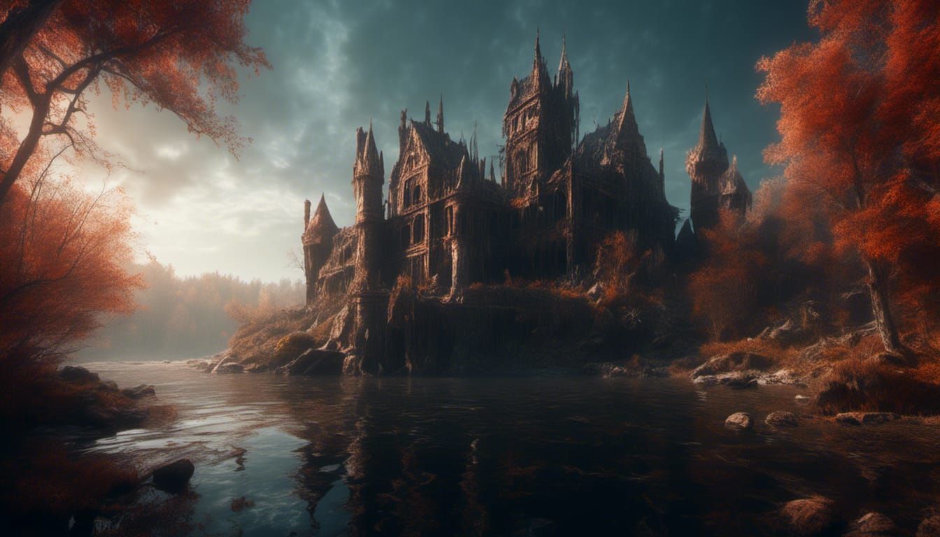 Fantasy Castle on Forest Lake: Matte Painting