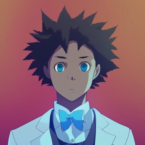 Anime Portrait of Boy in Tuxedo, Ghibli Style