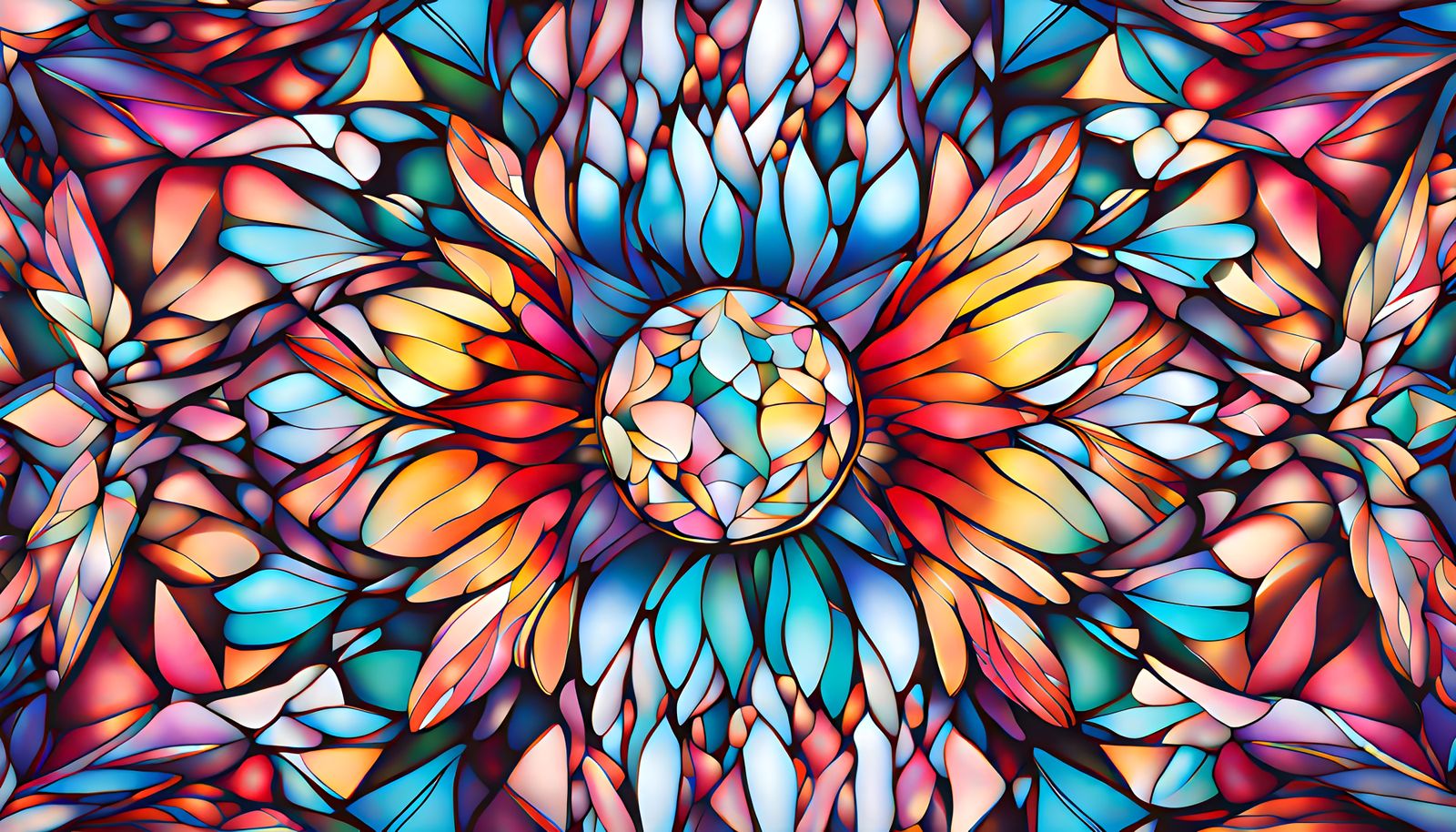 Realistic Stained Glass Celestial Window in High Resolution