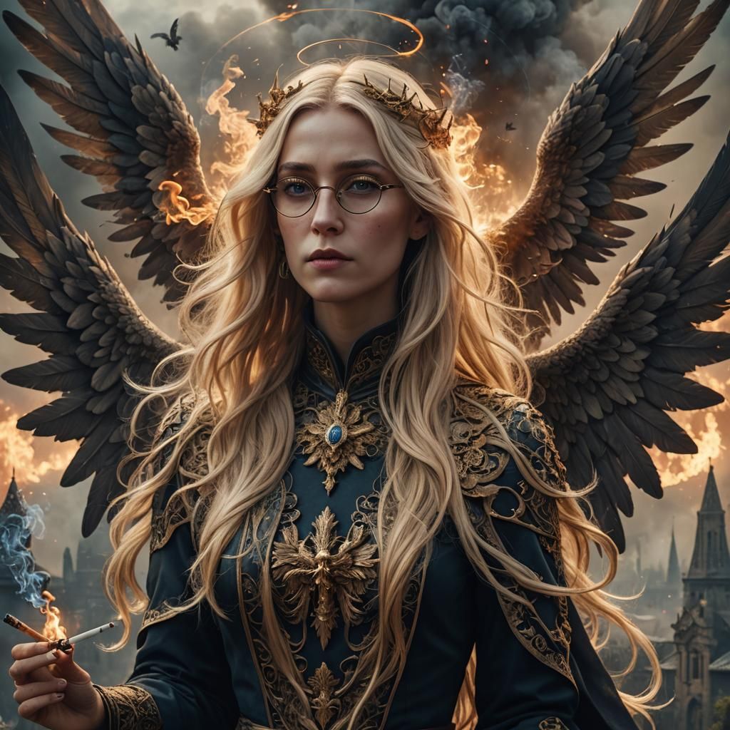 Goetia-Seraphim Hybrid Smoker: Digital Matte Painting