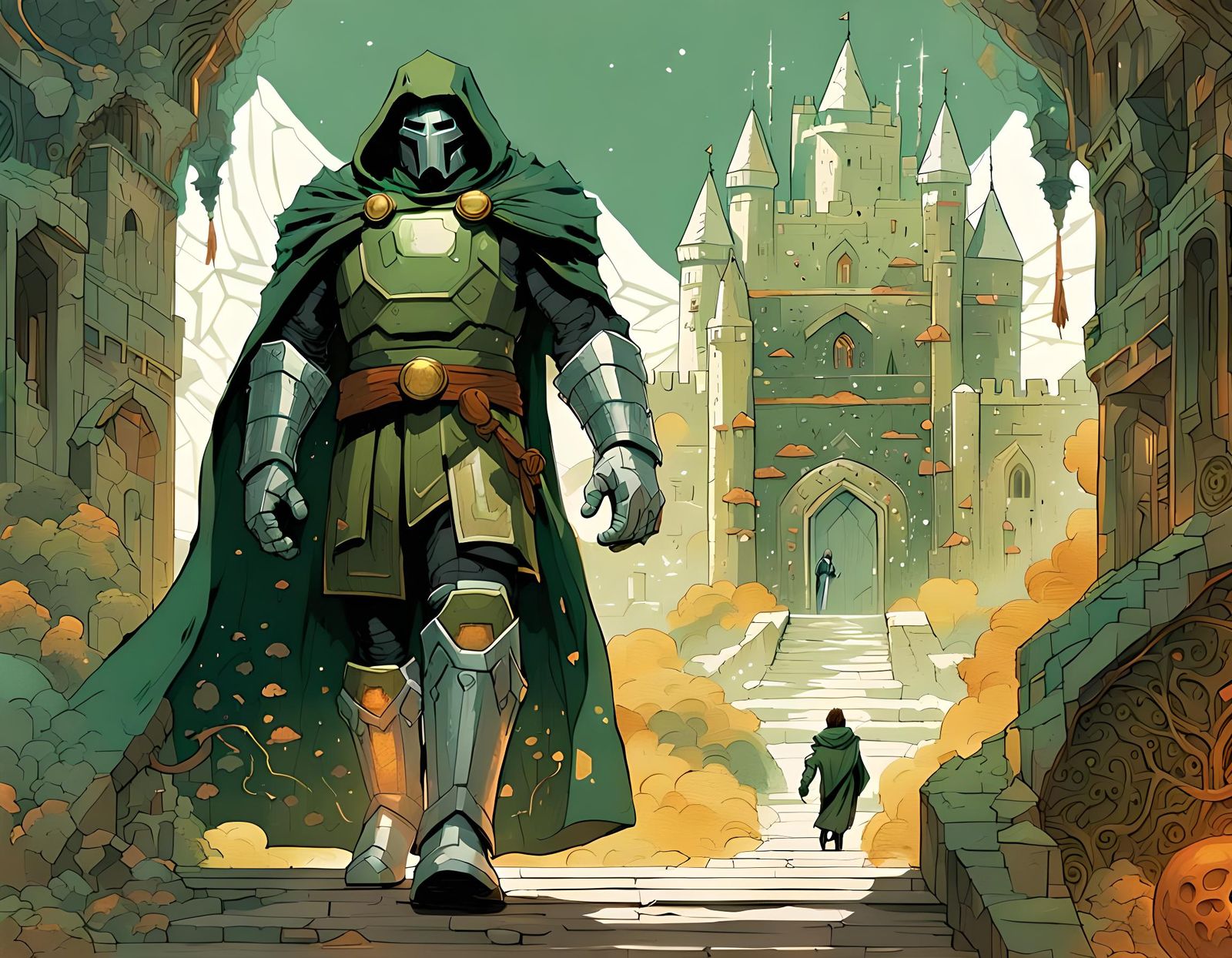 Doctor Doom Walks Through His Castle: Digital Art