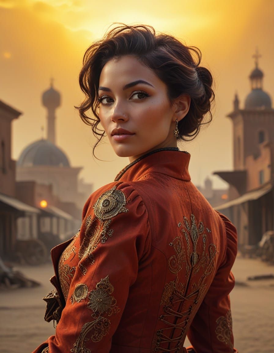 Steampunk Moroccan Supermodel in Desert City