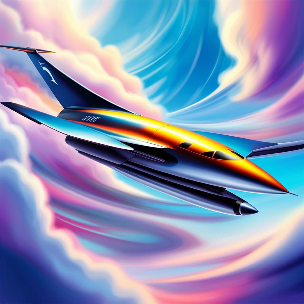 Sleek Jet Slices Through Sky: Digital Concept Art