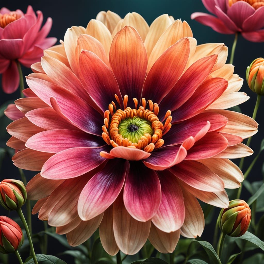 Realistic Vibrant Floral Bloom in Stunning Detail