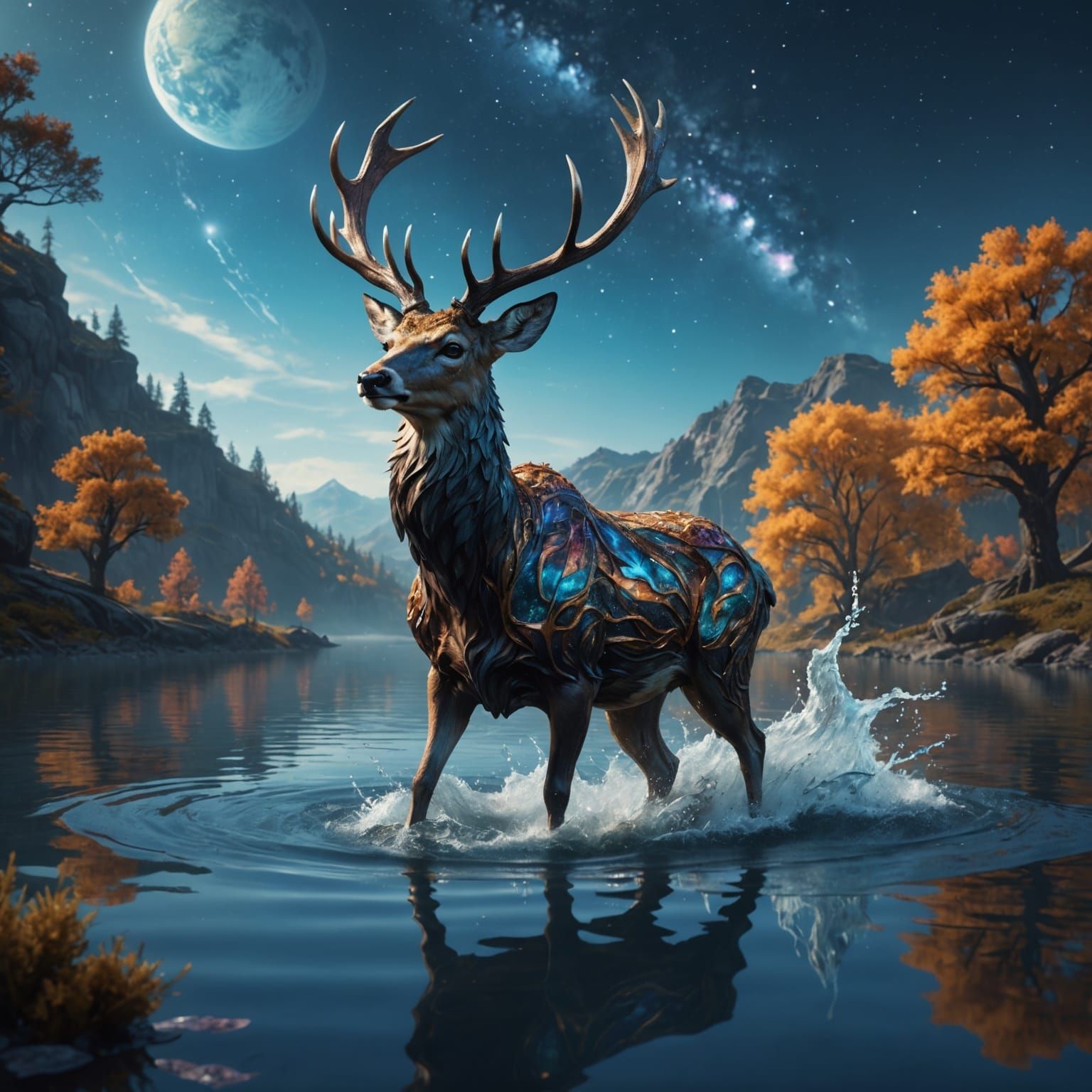 Galaxy Deer Rising: Detailed Fantasy Concept Art