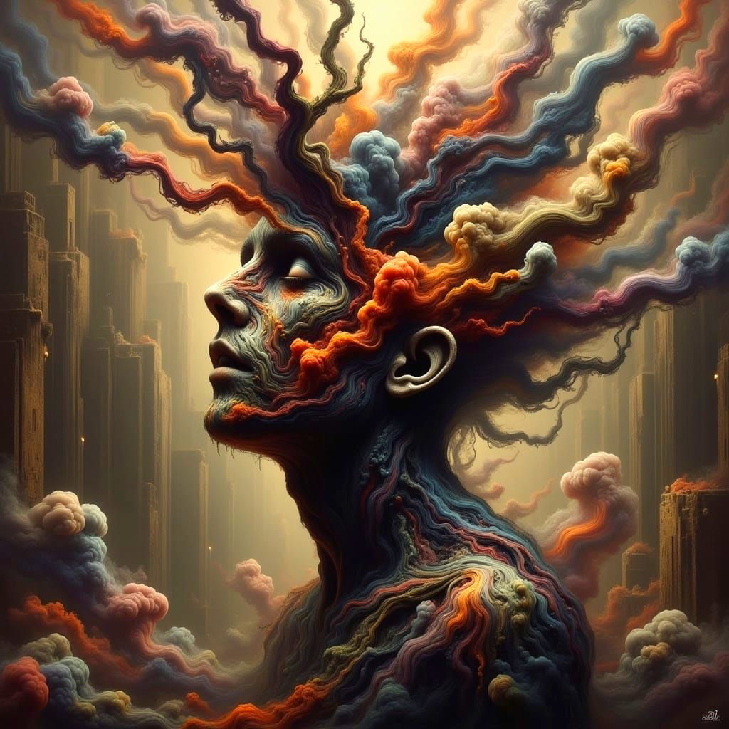 Surreal Brain Drain Art in Eerie Style