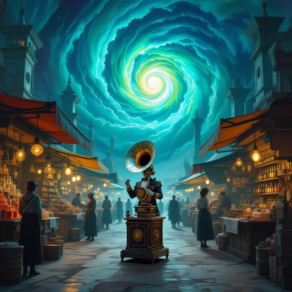 Alien Marketplace Sells Bottled Dreams in Biomechanical Surr...