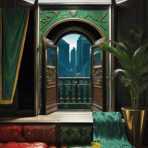 Surreal Birds of Prey in Metallic Fractal Style