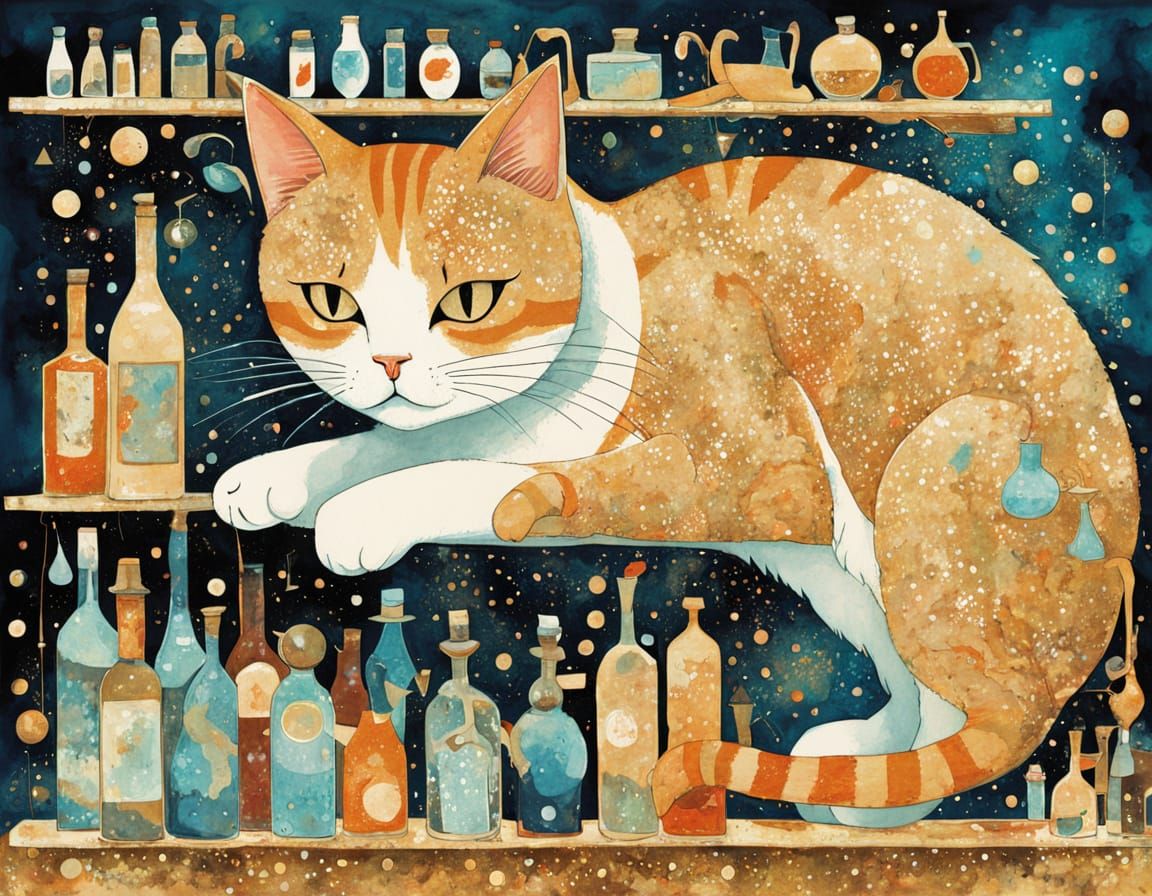 Cat in Danger: Mystical Alcohol Ink and Watercolor Art
