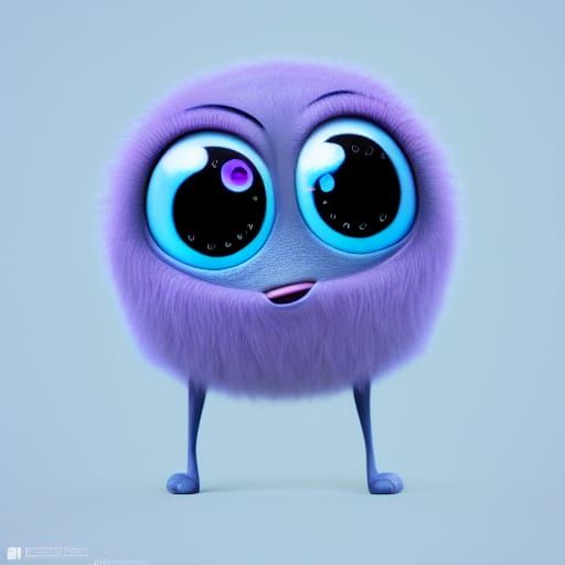 Cute Fluffy Creature with Many Eyes in Fantasy Style