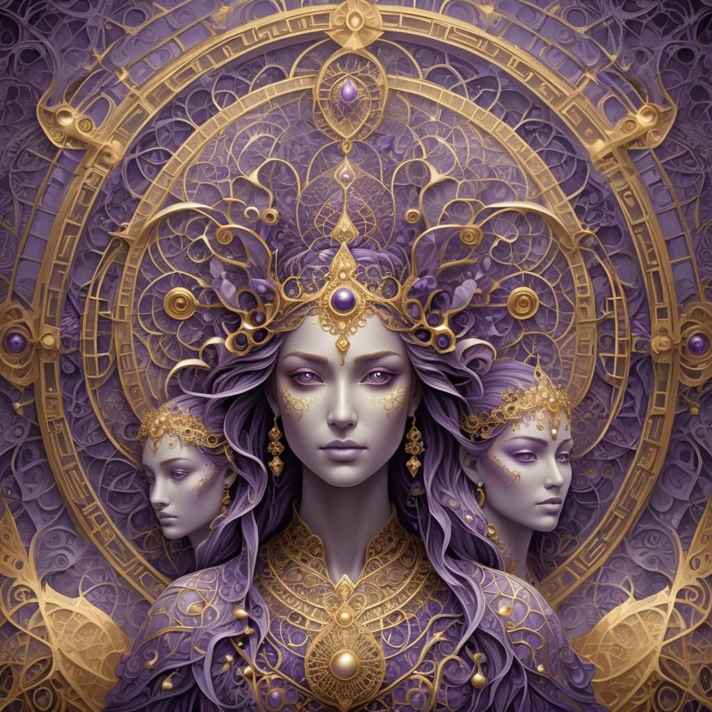 Mystical Temple Scene with Fractal Geometry in Digital Art