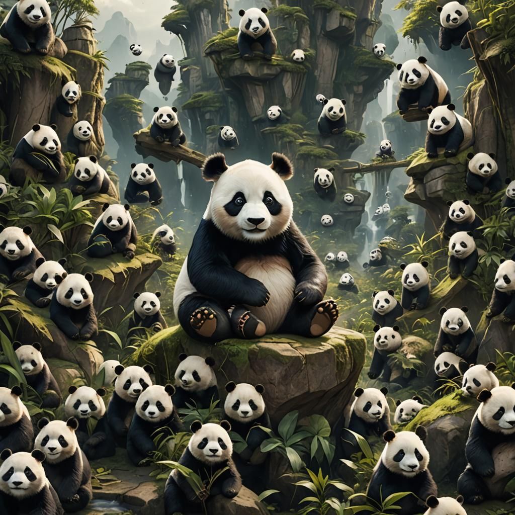 Cute Panda in Epic Digital Matte Painting