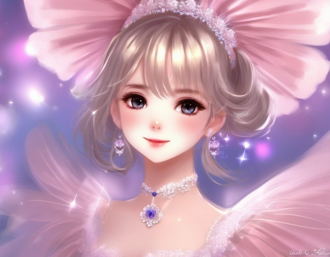 Ethereal Girl in a Kawaii Petticoat Dress with Vibrant Accen...