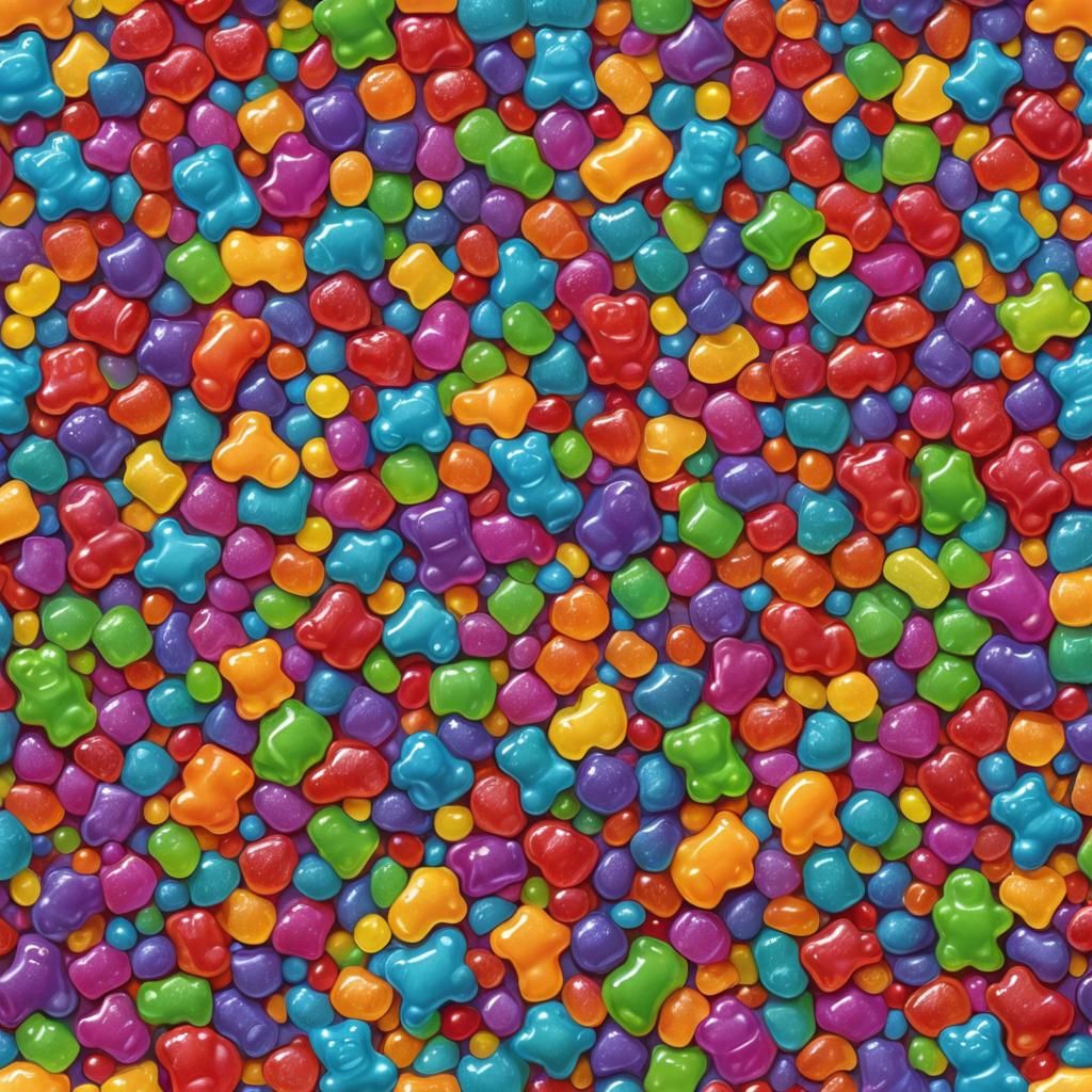 Hyperrealistic Gummy Bears in a Candy Art Style