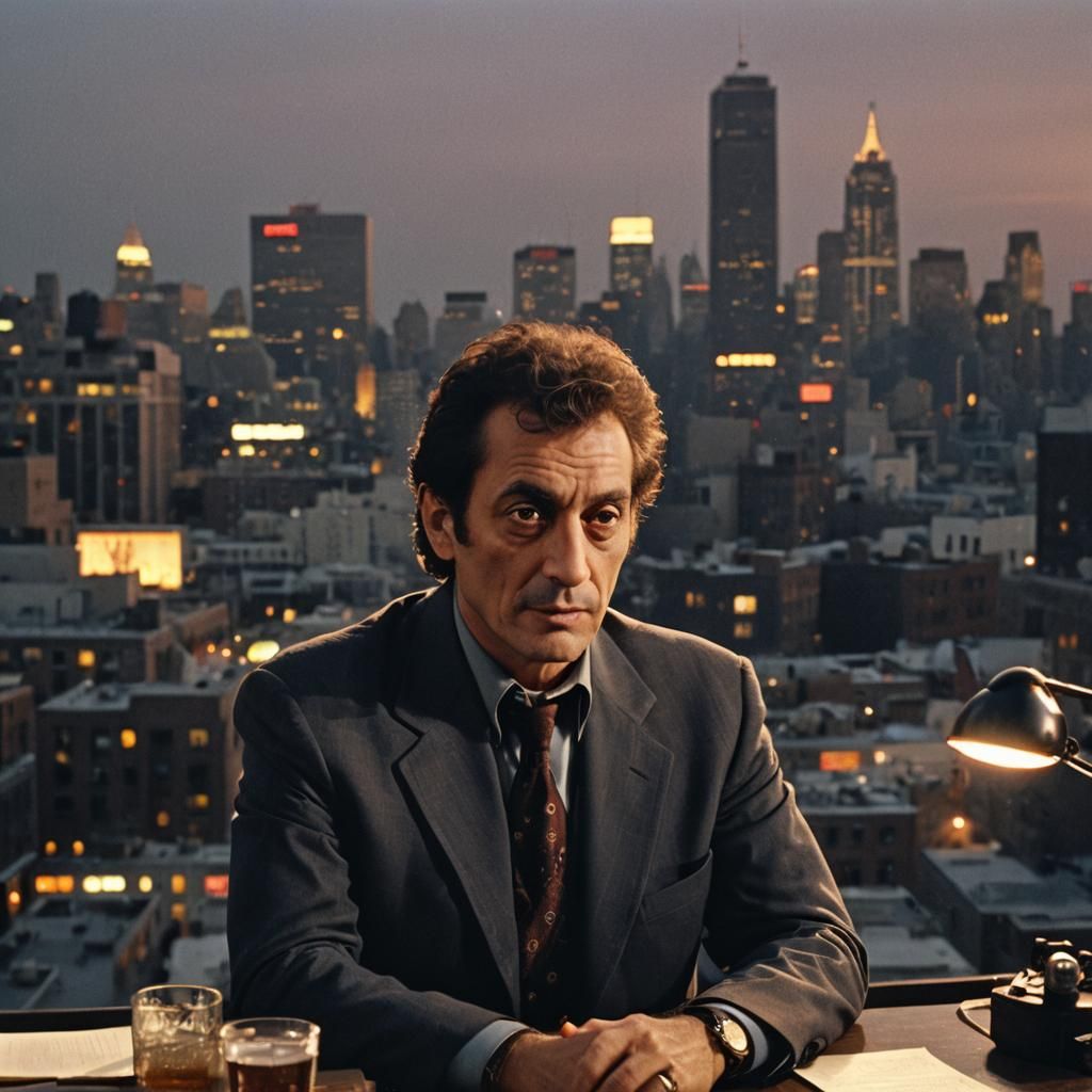Dramatic Portrait of a Radio Host in Film Noir Style