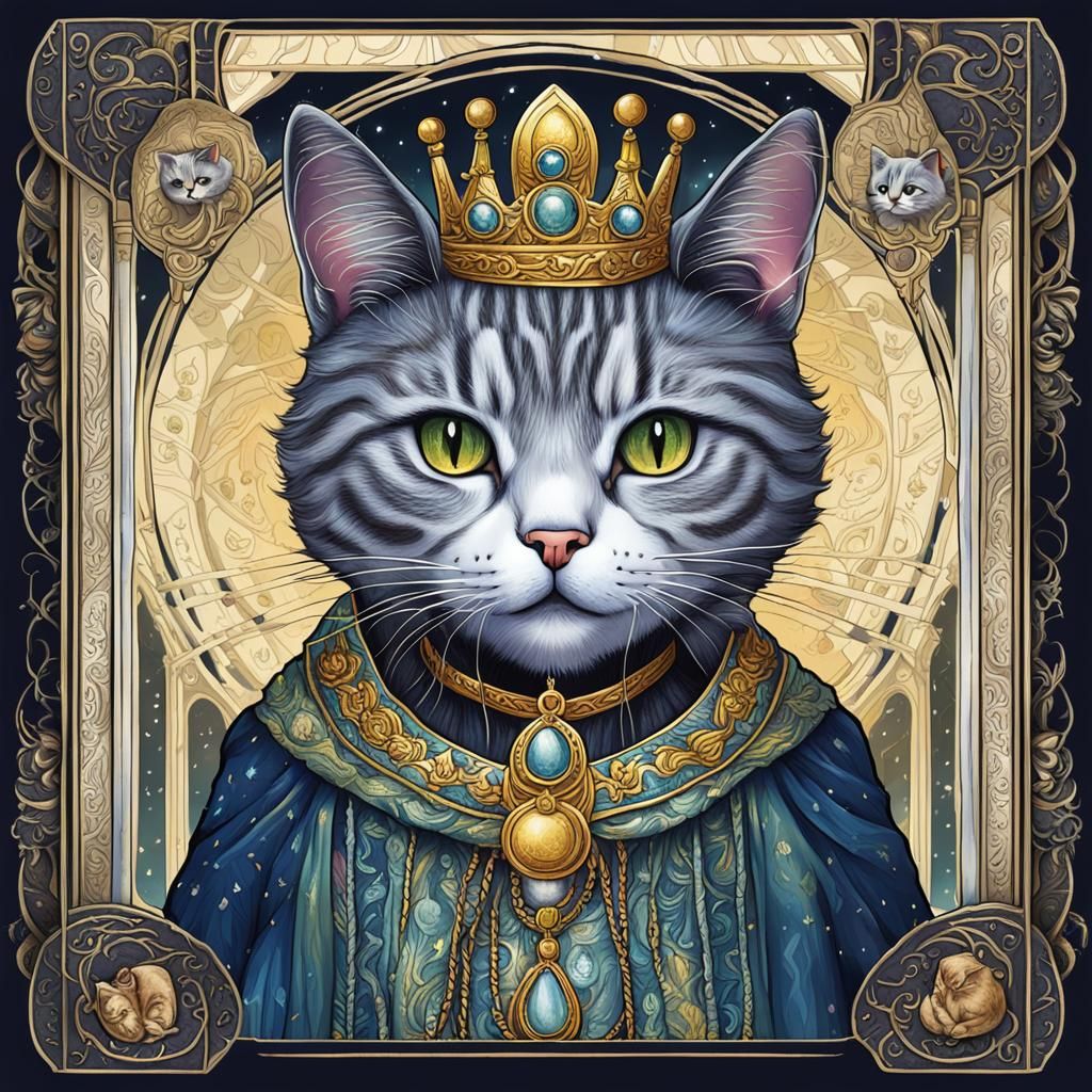 Cat High Priestess Tarot Card: Detailed Masterpiece
