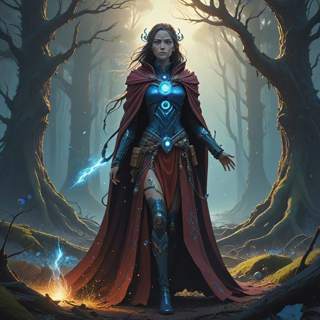 Mystical Sorceress Unleashes Arcane Energy in Enchanted Wild...