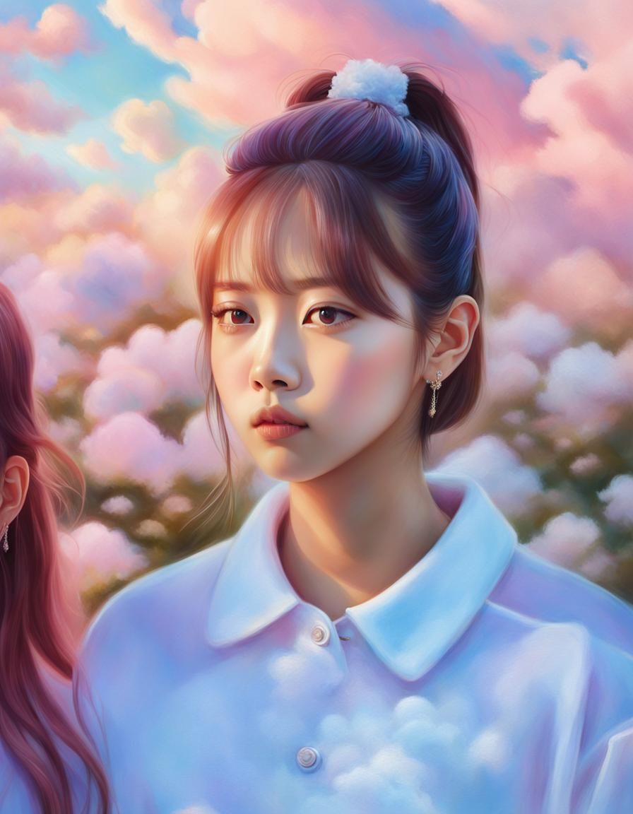 Dreamy K-Pop Portrait in Soft Pastel Style