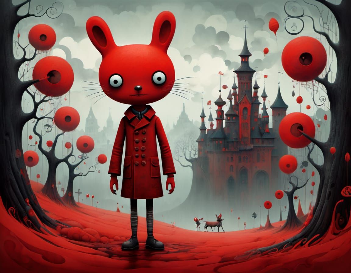 Crimson Tempest Expressionist Art in Bold Red