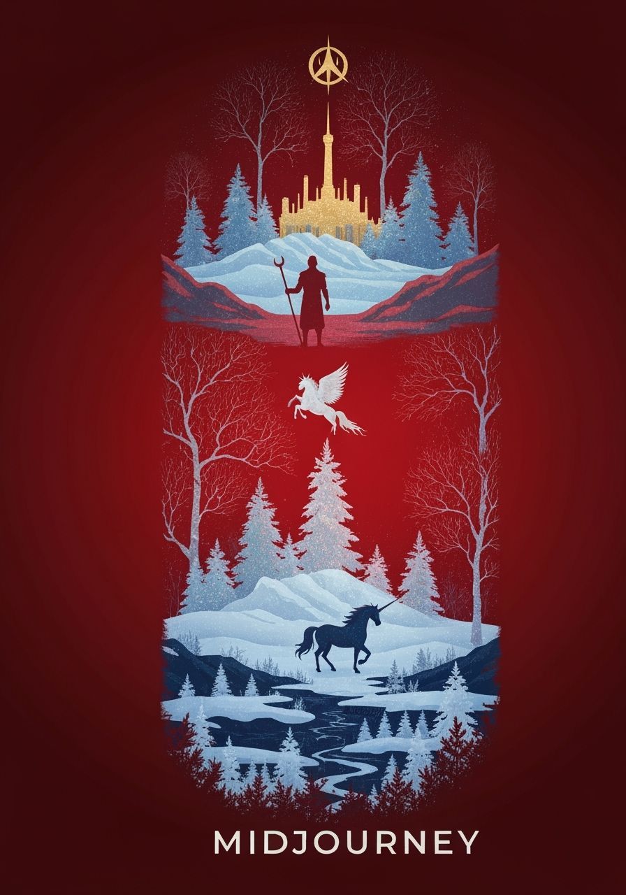 Ian McShane Silhouette with Valhalla Landscape in Anime Art