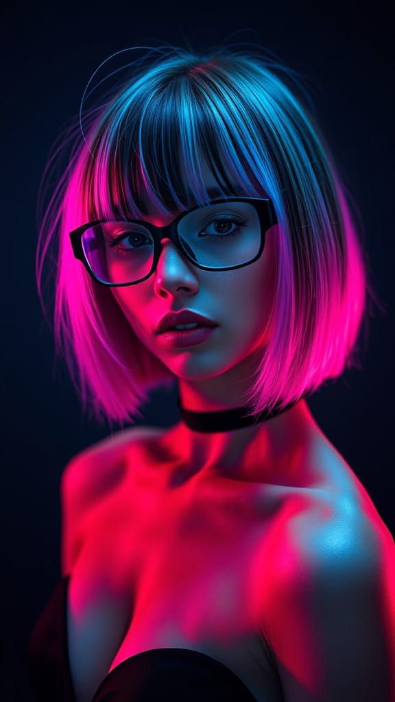 Singer Sia Girl in Cyberpunk Portrait