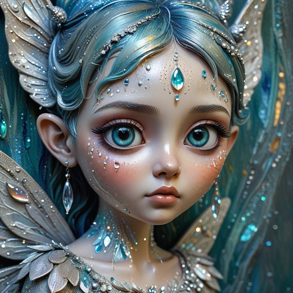 Ethereal Fairy Child in Vibrant Relief Painting