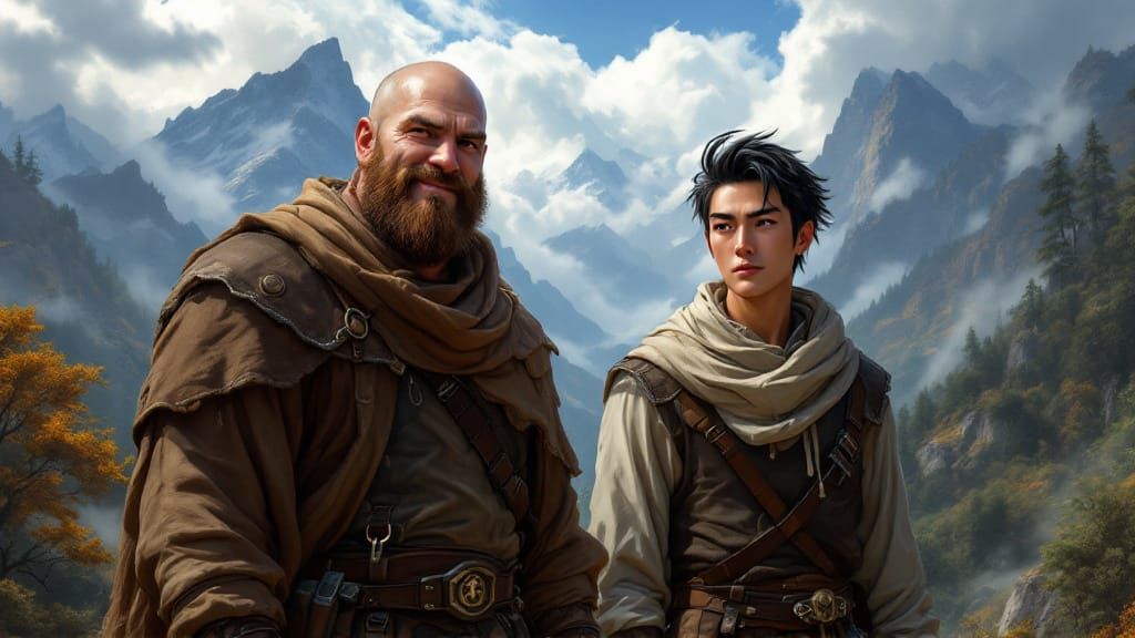 Fantasy Adventure Duo in Anime Style