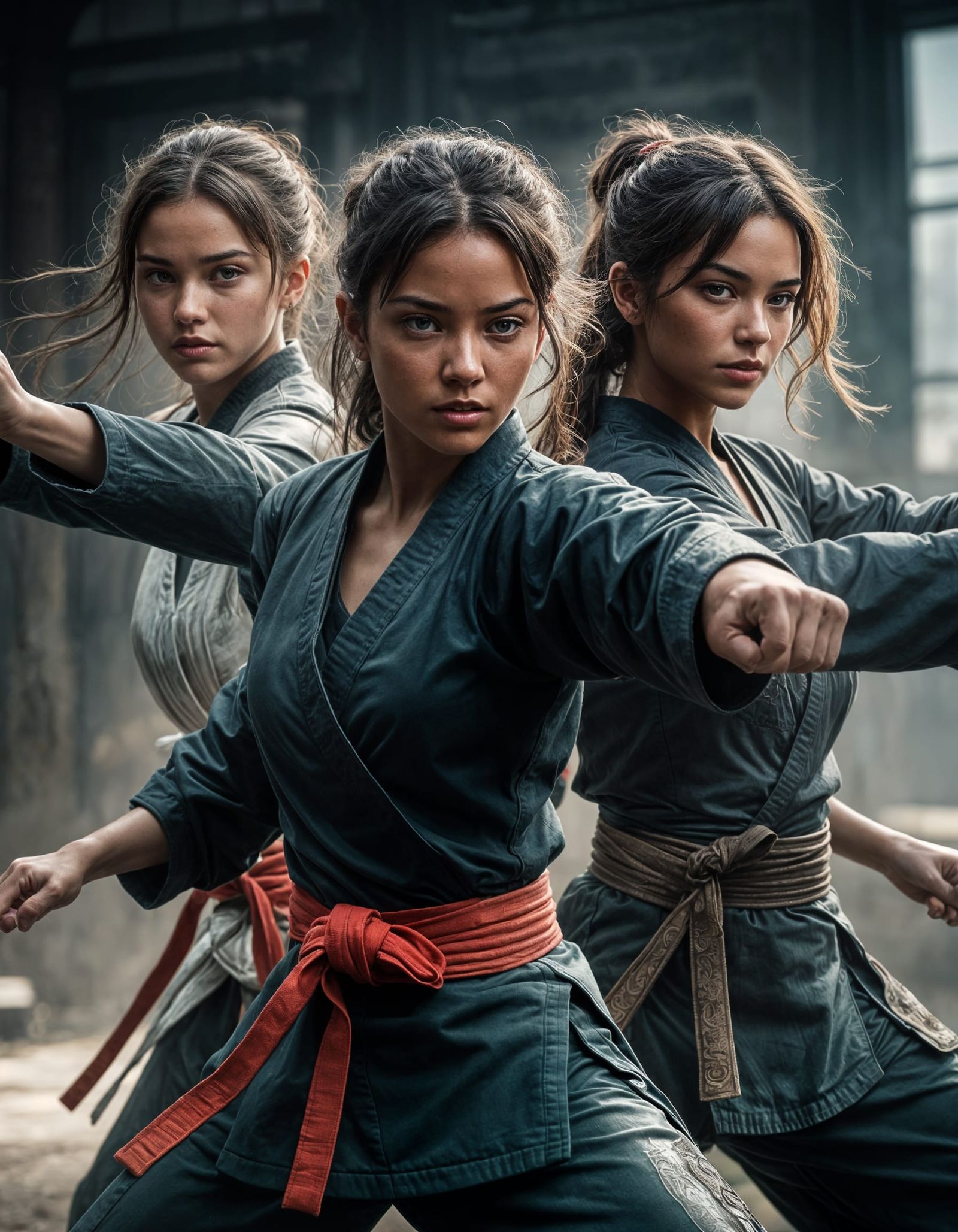 Epic Cyberpunk Teen Heroines in Intense Combat