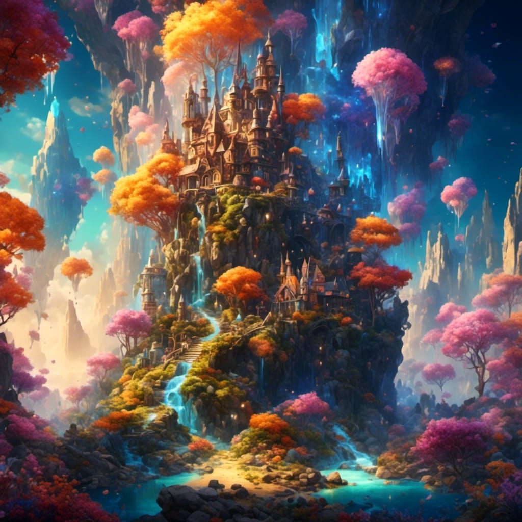 Enchanting Crystal Cave of Wonders in Hyperreal Style