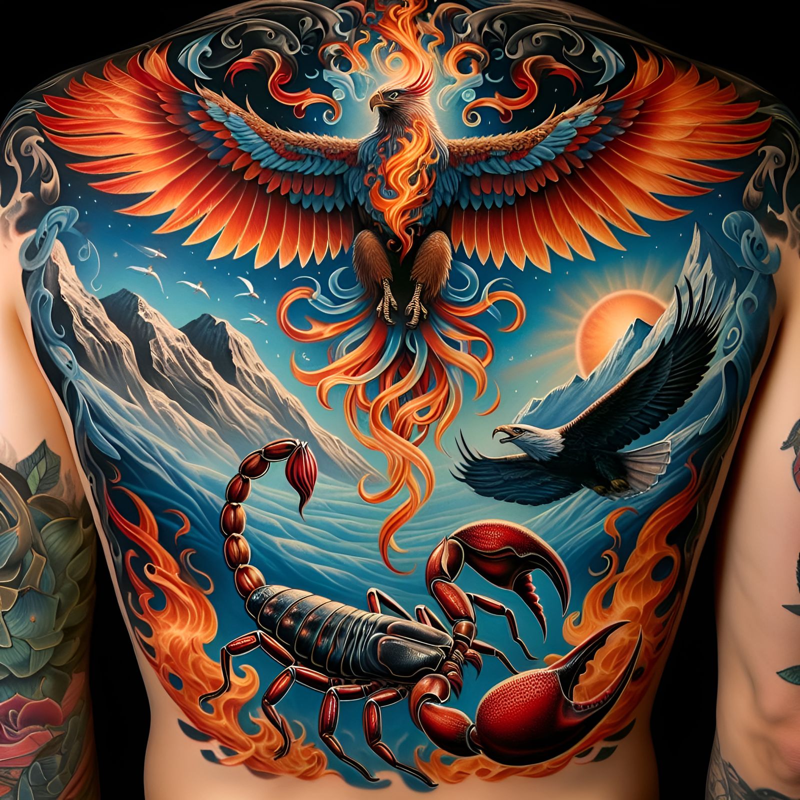 Native American Totemic Tattoo of Mythical Creatures