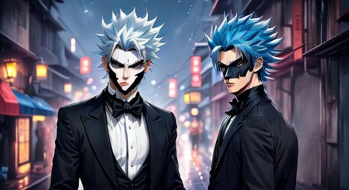 Anime Vigilante with Platinum Hair and Mask