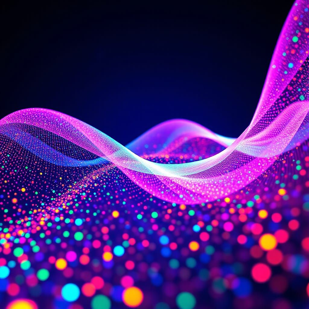 Vibrant Cosmic Dance of Colorful Glass Particles