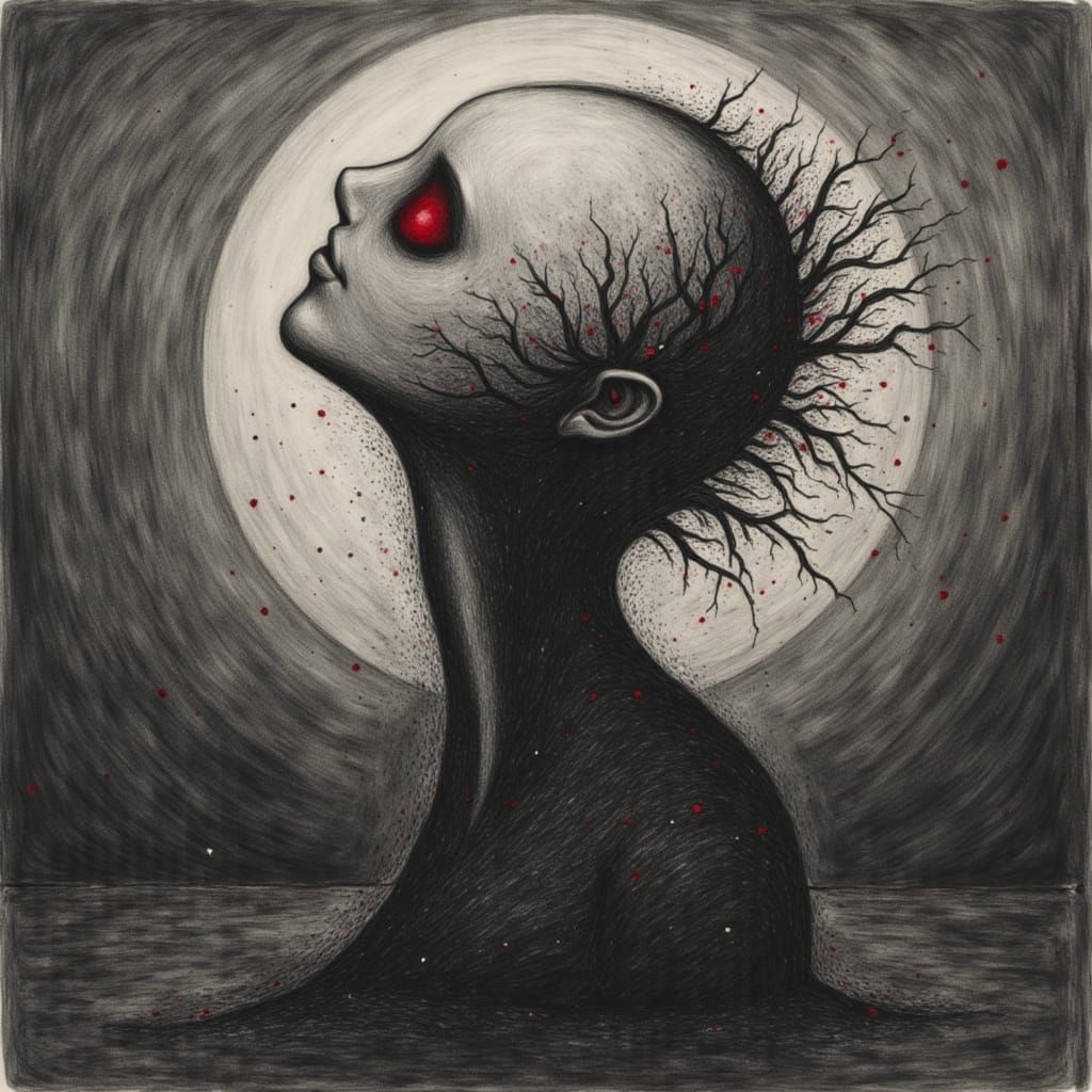 Abstract Psychosis: Prismfire Fantasy in Charcoal