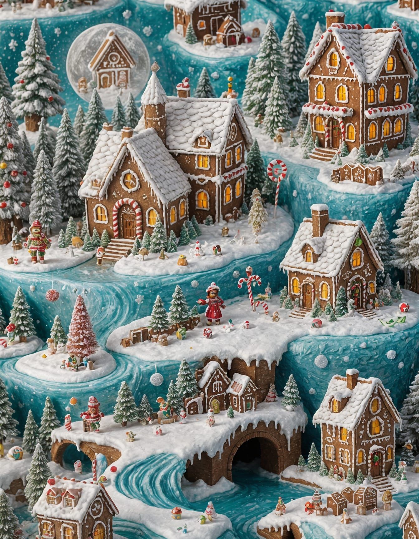 Gingerbread House in Winter Wonderland with Unusual Elements
