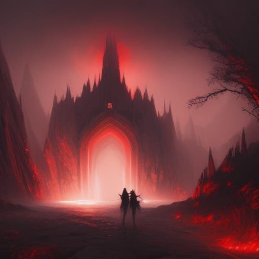 Magic Portal to Gothic Hellscape in Hyperdetailed Art